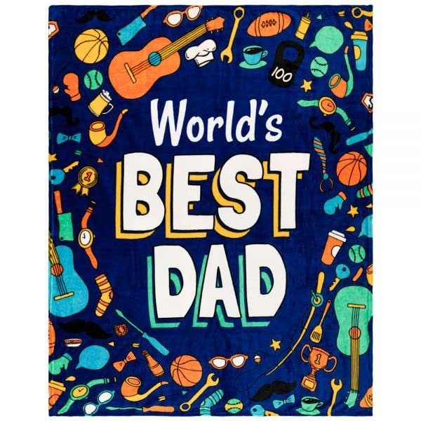 World's Best Dad Plush Throw Blanket 50in X 60in