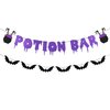 Purple Glitter Potion Bar Banner and Black Glitter Bat Banner- Halloween Party Decorations,Halloween Party Banner for Haunted House,Bat Decorations,Halloween Mantle Home Decor