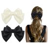 YanJie Hair Clips Hair Bows for Women Big Bow Hair Clips Vintage Hair Accessories Satin Silk Hair Barrettes French Cute Style Black and White 2Pcs