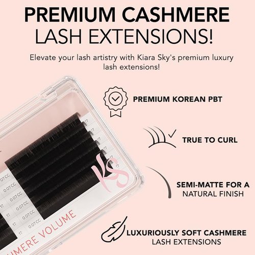 KIARA SKY LASH Cashmere Volume Lash Extensions | Premium Cashmere Lash Extensions | Soft Semi-matte natural finish | For Professional Eyelash Extensions Use Only | Black, (D-0.05-10MM)