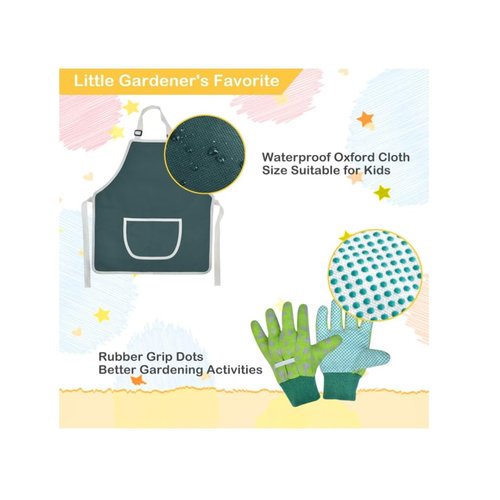 Kids Gardening Tools Set - 12 PCS Colorful Metal Garden Tools Set for Children Include Child Safe Rake Shovel with Cute Handle Design Gardening Kit Outdoor Toys Gift for Kid Age 3 4 5 6 7 8 (Green)