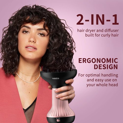 WUFAYHD Diffuser Hair Dryer for Curly Hair: Professional 2 in 1 Diffuser & Hair Dryers with Ionic & Ceramic Technology for Wavy Hair Enhances Curls and Waves While Reducing Frizz, Gifts for Women
