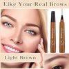3PCS light Brown Eyebrow Pencil, 4 Point Microblading Eyebrow Pen for Hair-Like Effect, Long Lasting Waterproof & Smudge-proof, Easily Creates Natural eyebrow makeup