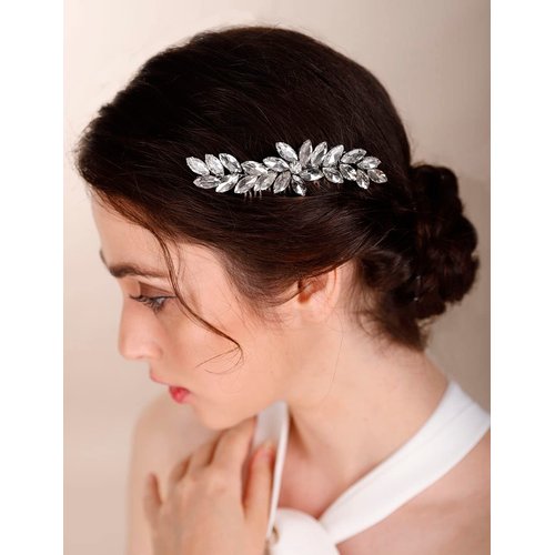 Chargances Crystal Bride Wedding Hair Comb AB Color Rhinestone Headpiece Fashion Handmade Hair Accessories for Bridal Wedding Prom Flower Girl (AB Color)
