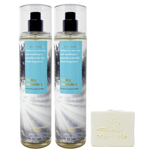 Bath & Body Works Misty Morning - 2 pack - Fine Fragrance Mist With a Natural Oats Sample Soap.