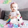 Sumind Rainbow Unicorn Mommy Stuffed Animal with 5 Cute Baby Unicorns in Her Tummy Plush Toy for Mama Girls Baby Toddler Kids 3 4 5 6 7 8+ YearChristmas Birthday Gifts(Adorable Style,White)