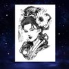 Oottati 6 Sheets Black Japan Warrior Samurai Goldfish Geisha Bird Lotus Prajna Rabbit Temporary Tattoos