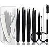 [9+1 PCS] Tweezer Kit, Tweezers for Women Facial Hair, Professional Tweezers Set, Eyebrow Tweezers, Professional Stainless Steel Eyebrow Tweezers for Women &Men (Black)