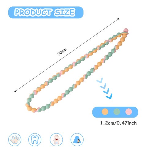 Teething Necklace for Baby - Integrated Safety Design for Toddler, Sensory Chew Necklace for Kids, Boys, Girls with Autism, ADHD, Fidget - Nursing Breastfeeding Necklace for Mom