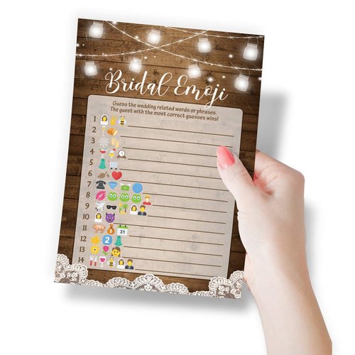Printed Party Rustic Bridal Shower Kit, 5 Games and Activities, 250 Cards