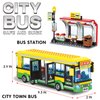 City Town Bus Station Building Block Set - 386 Pieces, Educational Learning Creative STEM Bus Toy, Ideal Gift for Kids, Boys, and Girls Ages 6 and Up