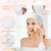 Kinlop 2 Sets Towel Wrap Bath Wrap Towel for Women with Pocket with Facial Spa Headband Set Waffle Spa Robe with Adjustable Closure Elastic Top