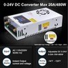 IMAYCC Adjustable Power Supply with LED Display - 110V AC to 24V DC Converter 480W 20A