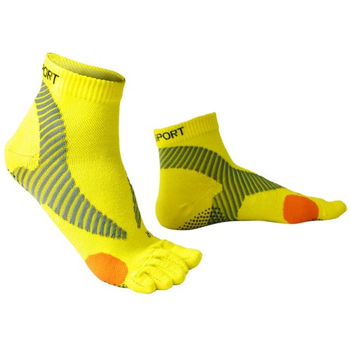 M Magic Sport Merino Wool Blend Non-Slip Above Ankle Toe Socks, Five Finger, Men and Women, Running, Hiking, Cycling, Camping (as1, alpha, m, l, regular, regular, Yellow)