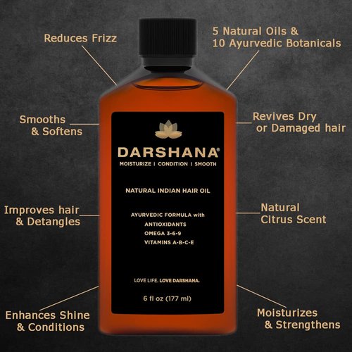 Darshana Natural Indian Hair Oil with Ayurvedic Botanicals (6 fl oz.)