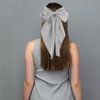 Pufandor Hair Bow Silky Satin Hair Ribbons for Women, Gray Bows for Girls Hair Bowknot Barrettes Long Tails with Clips Big Hair Bows Hair Accessories (Gray 1pc)