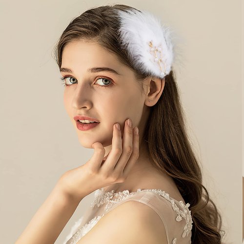 MWOOT Fascinator Feather Hair Clips, 4 Pieces for 1920s Costumes - Black White Barrette for Women, Girls, Ballet, Dance, Classic Skating, Dress Up