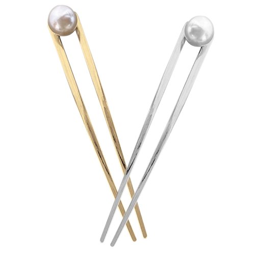 Ipetboom 2pcs Hairpin U-shaped Hairpin Hair Chopsticks for Women Gold Headpiece Hair Gems for Women Hair Bun Sticks Hair Sticks Bun Hair Fork Hair Forks Pearl China Women's Alloy