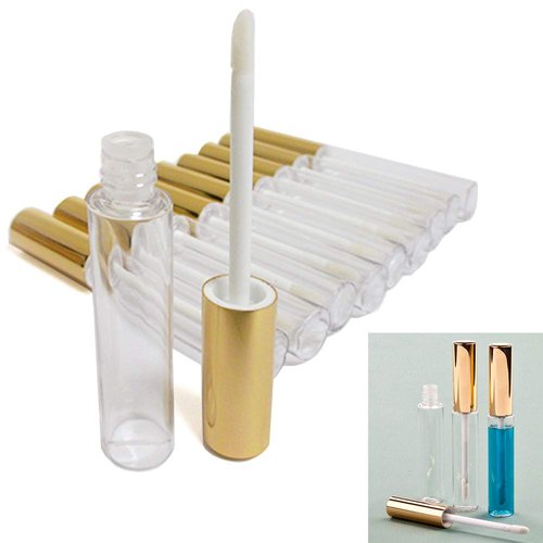 AllTopBargains 20 Plastic PET Lip Gloss Bottles 10ML Balm Container Clear Stopper Gold Lot