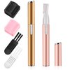 2 Pcs Electric Eyebrow Trimmer Women Precision Face Razors Mini Shaver Battery Operated Small Facial Hair Remover with Comb Personal Epilator for Face Neck Fuzz Lips Body Arms Leg (Gold, Light Pink)