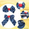 Back to School Hair Clips Cute Apple Dark Blue Bow Hair Clip for Girls White Wave Point Claw Clip Hair Accessories for Women Kids Claw Clips for Thick Thin Hair 2Pcs (Dark Blue)