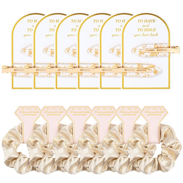 12 PCS Soft Silk Satin Hair Accessories - Scrunchies, Hair Clips for Bridal Shower Gifts, Wedding Favors for Women and Girls