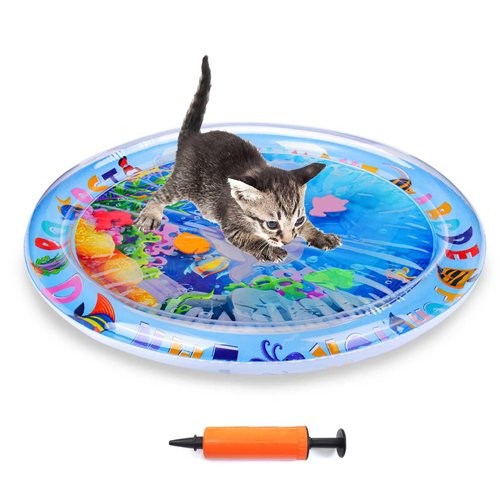 Palksky Cat Water Mat for Cats, Upgraded-Thicken Unbreakable Cat Splash Play Mat, Cat Water Play Mat for Indoor Cats, Interactive Cat Toys for Self Play