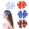 Snowflakes Bow Hair Clips Christmas Hair Bows Alligator Clips Blue Red White Lattice Hairpin Hair Barrette for Girls Winter Hair Accessories Birthday Christmas Party Favor 4Pcs