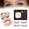 Magnetic Eyelashes without Eyeliner, Dual Magnetic Eyelashes with Applicator, 4D Reusable Magnetic Lashes NO Eyeliner or Glue Needed, Soft Magnets Natural Look Easy to Wear