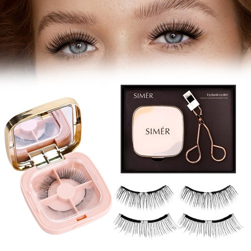 Magnetic Eyelashes without Eyeliner, Dual Magnetic Eyelashes with Applicator, 4D Reusable Magnetic Lashes NO Eyeliner or Glue Needed, Soft Magnets Natural Look Easy to Wear