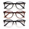 3 Pack Reading Glasses Spring Hinge Stylish Readers Black/Tortoise for Men and Women (3 Mix, 2.50)