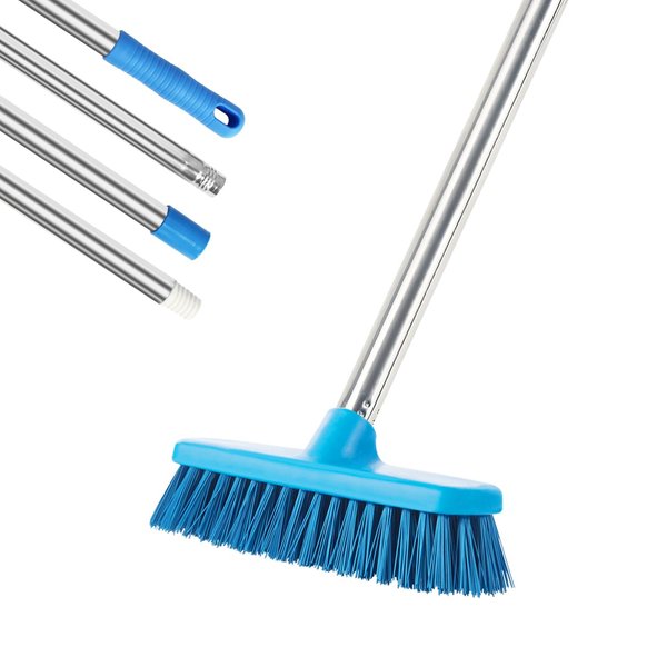 MEIBEI Floor Scrub Brush with Adjustable Long Handle-57 inch, Stiff Bristle Grout Brush Tub and Tile Brush for Cleaning Bathroom, Patio, Kitchen, Wall and Deck