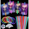 50 Pcs Glow Sticks with Valentines Day Gift Cards for Kids, Glow Stick with 24 Pcs Valentines Day Greeting Cards, Classroom Exchange Cards School Prize Party Favor Supplies for Boys Girls