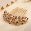 Aimimier Flower Crystal Hair Comb Decorative Rhinestone Gem Side Combs Long Teeth Hair Pins Updo Hair Accessories for Bride and Bridesmaid(Champagne)