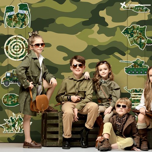 10pcs Military Camouflage Party Decorations Camouflage Banner Army Birthday Party Decorations Camo Camouflage Military Door Banner Army Door Sign Army Party Supplies for Door Wall Indoor Outdoor
