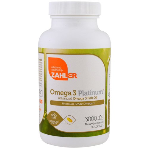 Zahler Omega 3 Platinum, Advanced Omega 3 Fish Oil, 2,000 mg, 90 Softgels (1,000 mg per Softgel)