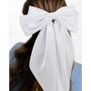 Velscrun Women Girls Hair Accessories Gifts - Khaki Satin Coquette Bow, White Silky Bow, Brown Oversized Hair Clip Ribbons, Black Long Tail Barrettes (4Pcs)