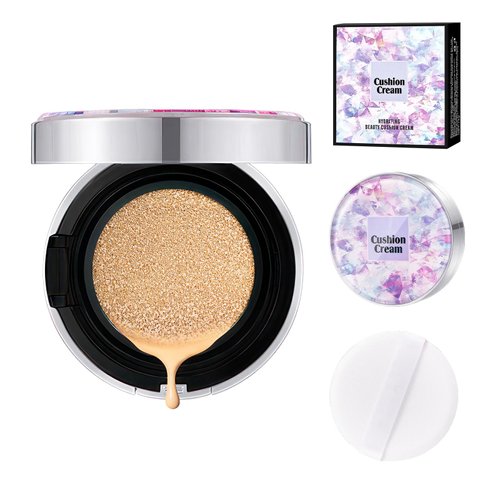 Air Cushion CC Cream Mushroom Head Foundation, BB Cream Face Makeup Foundation for Mature Skin Moisturizing Concealer Brighten Long-Lasting | Vegan & Cruelty (Natural)