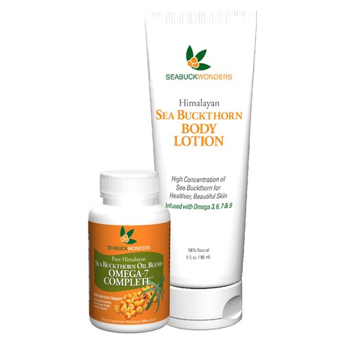 SeabuckWonders Omega-7 Complete Sea Buckthorn Softgels and Body Lotion Set