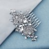Missgrace Bride Wedding Prom Side Hair Comb Crystal Rhinestones Flower Hair Comb Clips Bridal Hair Accessories Hair Piece for Women and Girls (Silver)
