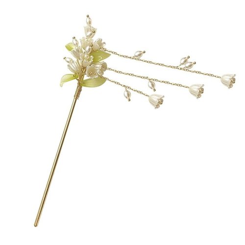 Leadigol Flower Hair Sticks Elegant Simple Magnolia Pearl Hairpins For Girls Ancient Style Beaded Braided Hairpins Chinese Hair Fork