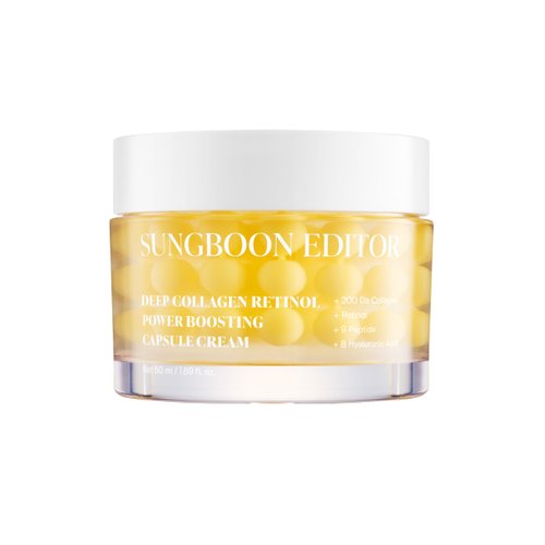 SUNGBOON EDITOR Deep Collagen Retinol Power Boosting Capsule Cream - Retinol Night Cream for Face with Collagen | Anti-wrinkle Firming Care | Hyaluronic Acid for Moisturizing | Korean Skin Care