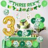 Dinosaur 3rd Birthday Decorations, 3 Rex Birthday Party Supplies - Three Rex Banner, Cake&Cupcake Toppers, Dinosaur Balloons,Temporary Tattoos for Roar I’m 3 Boys Girls Birthday