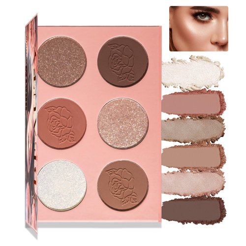 Narsen 6 Color Rosé Blush Palette, Velvety Fine Texture, High Color Payoff, 3 Shimmer Shades, 3 Matte Blush Shades, Beginner-Friendly, Soft & Natural Colors, No Color Fading - Makeup Blush Palette