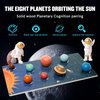 Wooden Solar System Model Board，Kids Solar System with Astronauts ，Montessori Planet Toys,Educational Planets Balls,Preschool Learning Puzzle，Space Knowledge Flash Cards Learning Toys for Kids