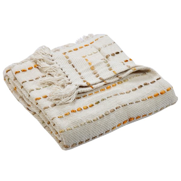 LR Home Soft Luxury Handmade Boho Striped Throw Blanket with Fringe 50" x 60"