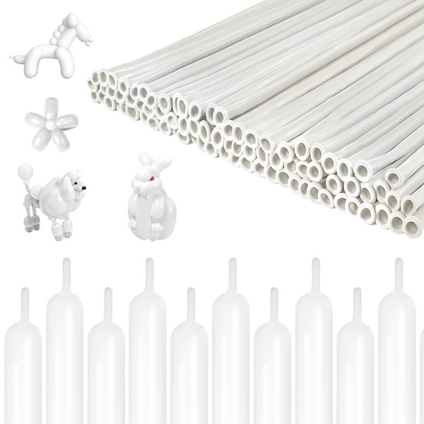 100PCS White Twisting Animal Balloons 260 long Balloons Thicker Latex Modeling Long Magic Garland Balloon for Animal Model Skinny Clown Balloons Christmas Birthday Wedding Kids Party DIY Decorations