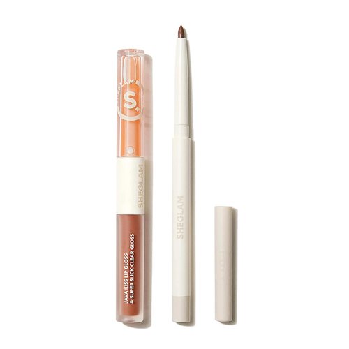 SHEGLAM Soft 90'S Glam 3-In-1 Lip Liner Moisturizing Plant Extracts Long Lasting Liquid Lipstick Plumping Lip Gloss Makeup Set - Pouty Nude