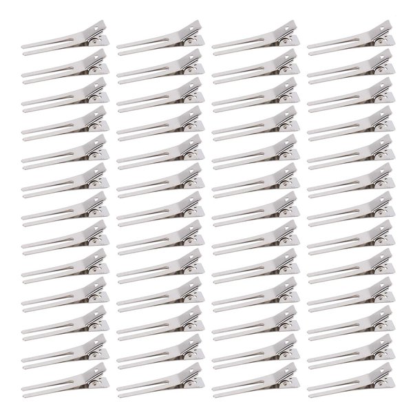 Hedume 300 Pack Double Prong Clips, Hairdressing Curl Setting Section Hair Clips, 1.8'' Metal Clips for Hair Salon, Barber, DIY, Styling
