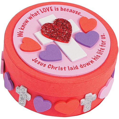 Fun Express Inspirational Valentine Prayer Box Craft Kit - Makes 12 - Religious Crafts for Kids and Sunday School Activities